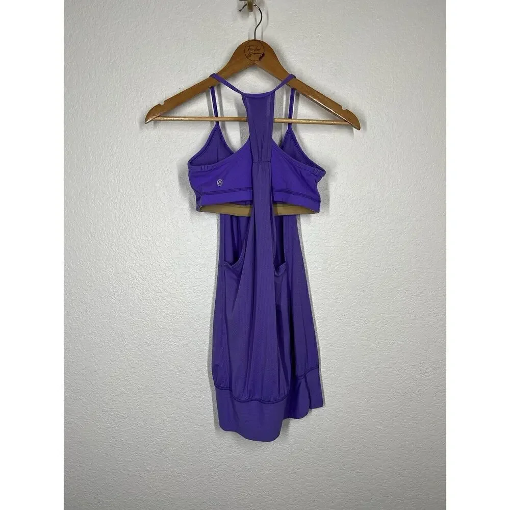 Lululemon No Limits Tank Top Size 4 Purple Built In Bra Layered